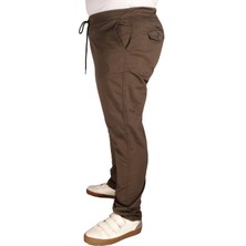 ModeXL Büyük Beden Pantolon Keten Jogger Milano 21913 Haki