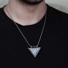 Gumush Gümüş Üçgen Içi Açılabilen Çiçek Muskalık Kolye