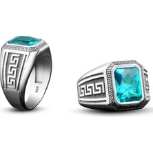 Bysilverstone Mavi Topaz Taşlı Gümüş Modern Yüzük