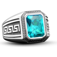 Bysilverstone Mavi Topaz Taşlı Gümüş Modern Yüzük