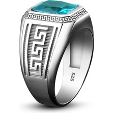 Bysilverstone Mavi Topaz Taşlı Gümüş Modern Yüzük