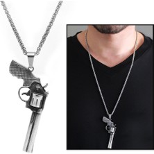 DAVİD BLACK Altıpatlar Tasarım Silver Renk Çelik Erkek Kolye