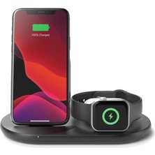 Belkin Boost↑charge™ WIZ004 3-In-1 Wireless iPhone + Apple Watch + Airpods Uyumlu Kablosuz Şarj Cihazı - Siyah