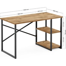 Ceramical MSR Raflı Çalışma Masası - 60x120cm - Çam