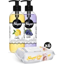 Sleepy Limon Sıvı Sabun 300 ml & Üzüm Sıvı Sabun 300 ml Sıvı Sabun Seti + Sensitive Islak Havlu 6X90