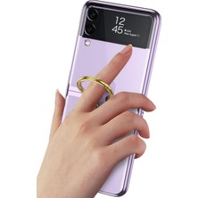 AktarMobile Samsung Galaxy Z Flip 3 Yüzüklü Kılıf Premium Kapak Metalik Renk Ultra Ince Electroplate Tam Uyumlu