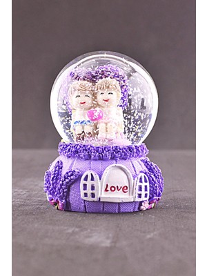 Deco Elit Sevgiliye Aşkımsın Temalı Mini Boy Lila Kar Küresi 6,5 cm Boy