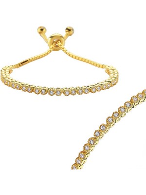 925 Gümüş Su Yolu Altın Kaplama Asansör Bileklik