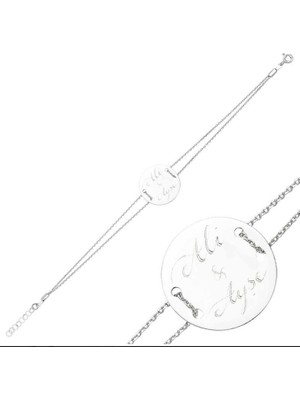 925 Gümüş Isimli Plaka 925 Ayar Gümüş Bileklik
