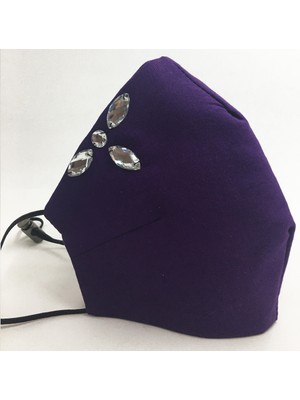 Vera Taş Işli Kumaş Maske Taşlı Mor Maske
