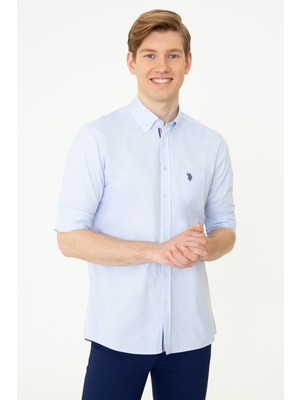 U.S. Polo Assn. Erkek Açık Mavi Desenli Gömlek 50246210-VR003