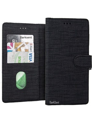 Bonjux General Mobile Gm5 Plus Standlı Uyumlu Kartvizitli ve Para Gözlü Kumaş Cüzdan Kılıf