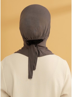 Tuva Bağcıklı Boyunluklu Hijab Bone - Gri - Tuva
