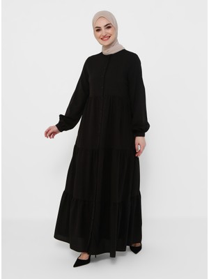 Tavin Boydan Düğmeli Elbise - Siyah - Tavin