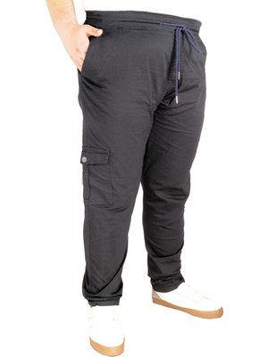 ModeXL Büyük Beden Pantolon Keten Kargo Jogger Milano 21912 Lacivert