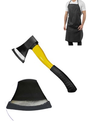 Qniay Fiber Saplı Balta Ağaç Ahşap Kırma Kesme + Önlük