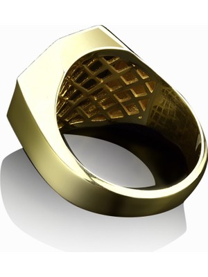 Bysilverstone Öfkeli Aslan Geometrik Altın Cilalı Gümüş Yüzük