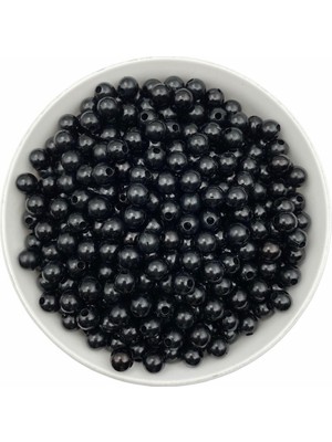 Hedef Bijuteri Plastik Inci, 50GR 8mm Siyah Plastik Inci Boncuk , Takı Yapım Boncuğu (50GR,~180 Adet )