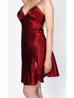 Miorre Dantelli Yırtmaçlı Saten Gecelik