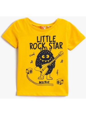 Koton Erkek Bebek Canavar Baskılı Kısa Kollu Tişört Pamuklu