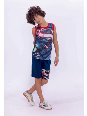 Disney Superman L1494 Lisanslı Erkek Çocuk Bermuda Takım