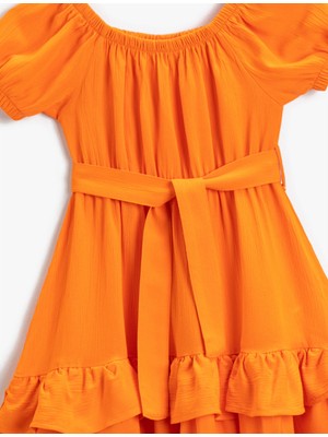 Koton Kız Çocuk Fırfırlı Balon Kollu Elbise Rahat Kesim
