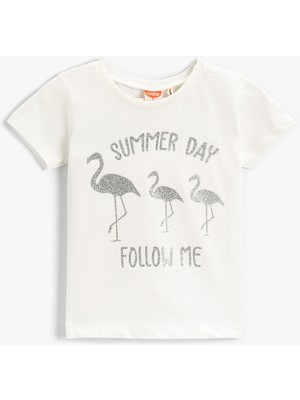 Koton Kız Bebek Baskılı Kısa Kollu Tişört Pamuklu