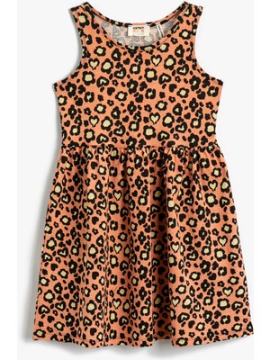 Koton Bisiklet Yaka Normal Kalıp Desenli Çok Renkli Kız Çocuk Elbise - 2YKG87822OK