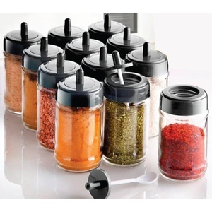 Adissa6 Adet Kapağı Kendinden Kaşıklı Baharatlık Seti 300 ml.