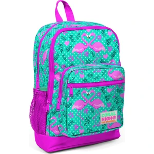 Coral High Dört Bölmeli Su Yeşili Flamingo Okul Çantası 27x38x14 cm Ortopedik Tasarım