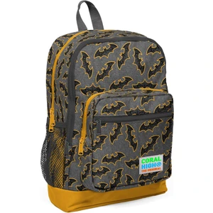 Coral High Dört Bölmeli Gri Hardal Yarasa Desenli Okul Çantası 27x38x14 Cm İlkokul İçin