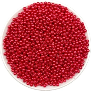 Hedef Bijuteri 50 gr 4mm Kırmızı Cam Inci Boncuk ,takı Yapım Boncuğu (50GR,~550 Adet Boncuk