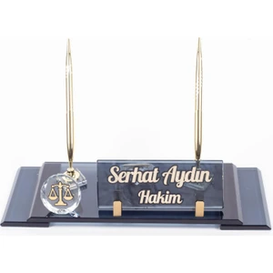 Hediye Marketi17 Avukatlara Özel Logolu Avukat Isimlik Elit Kristal Masa Isimliği