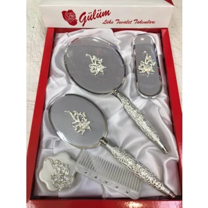 Gülüm 5li Ayna Tarak Fırça Pudralık Çeyiz Seti