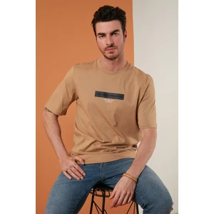 Baskılı Pamuklu Oversize Bisiklet Yaka T Shirt Erkek T Shirt 5727401