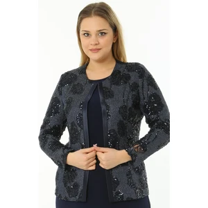 Ladies First Büyük Beden 3698 Lacivert Ceket+Bluz Takım