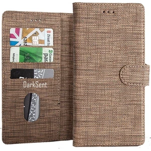 Samsung Galaxy Note 4 Kumaş Kılıf Kredi Kartı Para Bölmeli Standlı Cüzdan Kılıf