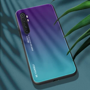 Xiaomi Mi Note 10 Lite Temperli Cam + Pc + Tpu Telefon Kılıfı Mor Mavi (Yurt Dışından)
