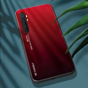 Xiaomi Mi Note 10 Lite Temperli Cam + Pc + Tpu Telefon Kılıfı Kırmızı Siyah (Yurt Dışından)