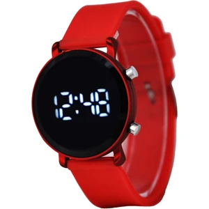 Kırmızı Renk Silikon Kordonlu LED Genç Kız Kadın Çocuk Kol Saati SU-476
