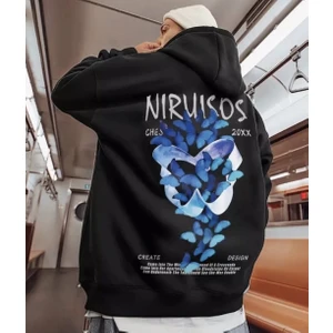Amor Man Büyük Beden Kapüşonlu Nıuısos Sırt Baskılı Oversize Yeni Stil Erkek Sweatshirt