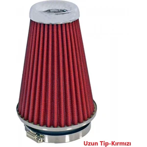Performans & Ses Arttırıcı Açık Hava Filtresi Uzun Tip Kırmızı +6 Hp Aparatlı Üniversal