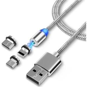 4910 iPhone Uyumlu Lightning Samsung Micro USB Type C Mıknatıslı Şarj Kablosu