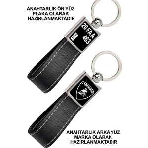 Promosyon Denizi Ön Yüz Lamborghını Logolu Arka Yüz Plakanıza Özel Siyah Anahtarlık