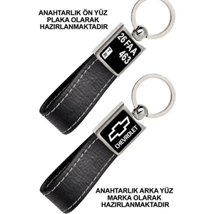 Promosyon Denizi Ön Yüz Chevrolet Logolu Arka Yüz Plakanıza Özel Siyah Anahtarlık