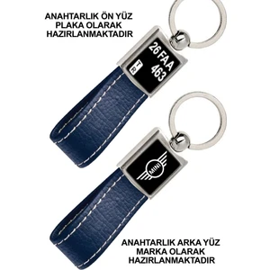 Promosyon Denizi Ön Yüz Mınıcooper Logolu Arka Yüz Plakanıza Özel Lacivert Anahtarlık