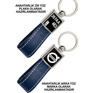 Promosyon Denizi Ön Yüz Volvo Logolu Arka Yüz Plakanıza Özel Lacivert Anahtarlık