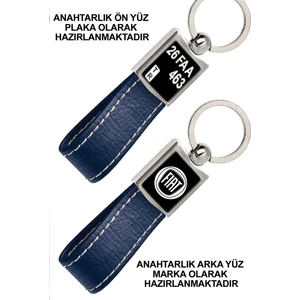 Promosyon Denizi Ön Yüz Fiat Logolu Arka Yüz Plakanıza Özel Lacivert Anahtarlık