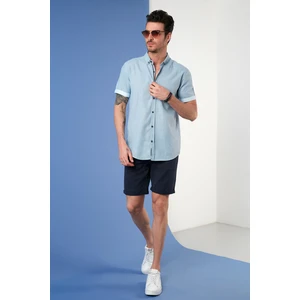 Pamuklu Slim Fit Düğmeli Yaka Kısa Kollu Gömlek Erkek GÖMLEK CF21S112546