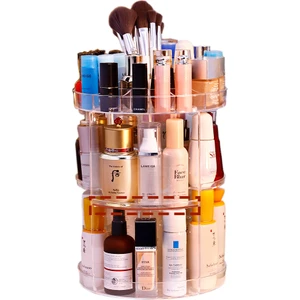 Cilt Bakımı Ürün Saklama Kutusu 360 Dönen Makyaj Organizatör Kutusu Dresser Ruj Raf Elmas Desen Kozmetik Kılıf Akrilik | Makyaj Organizatörleri